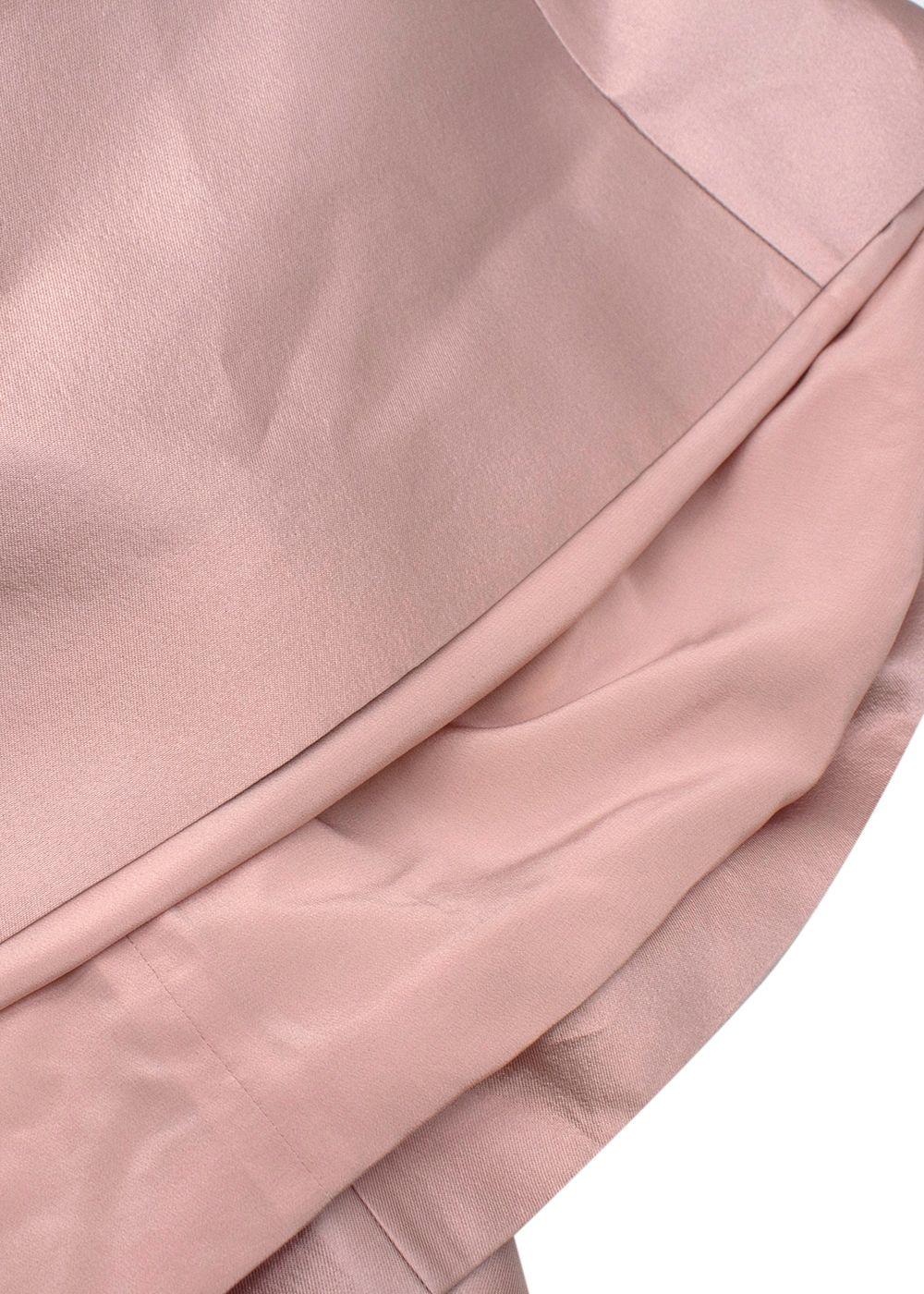 Prada Pink Silk A-line Gown with Crystal & Feather Embellished Cape Overlay Size I 44 L large ladies