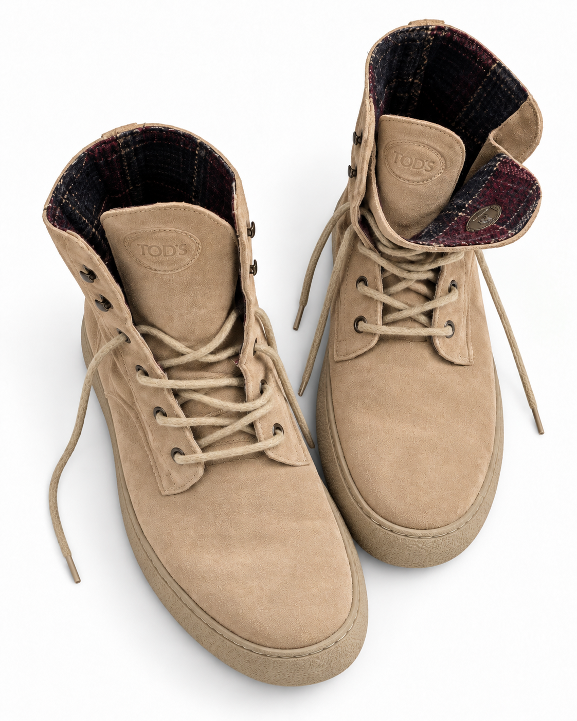 Tod’s Men’s Beige Suede Lace-Up Ankle Boots – Size 7½ // 41.5 men