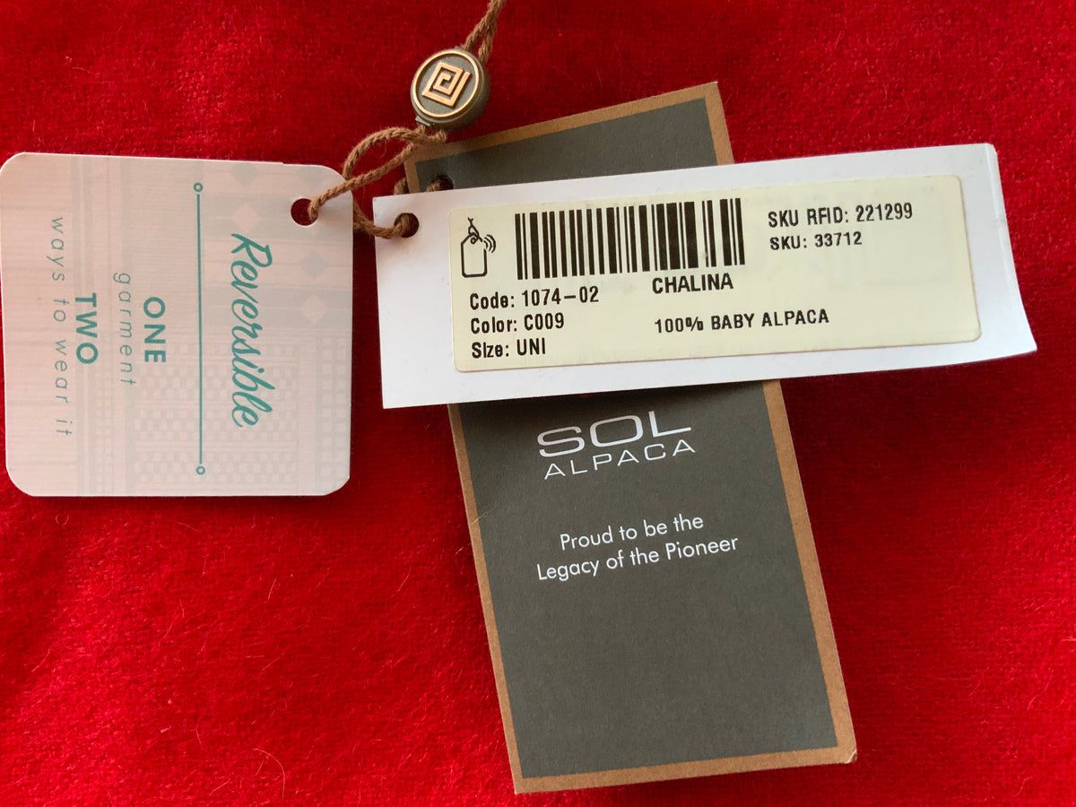Sol Alpaca Baby Alpaca Knit Red Orange Scarf Shawl Made In Peru ladies