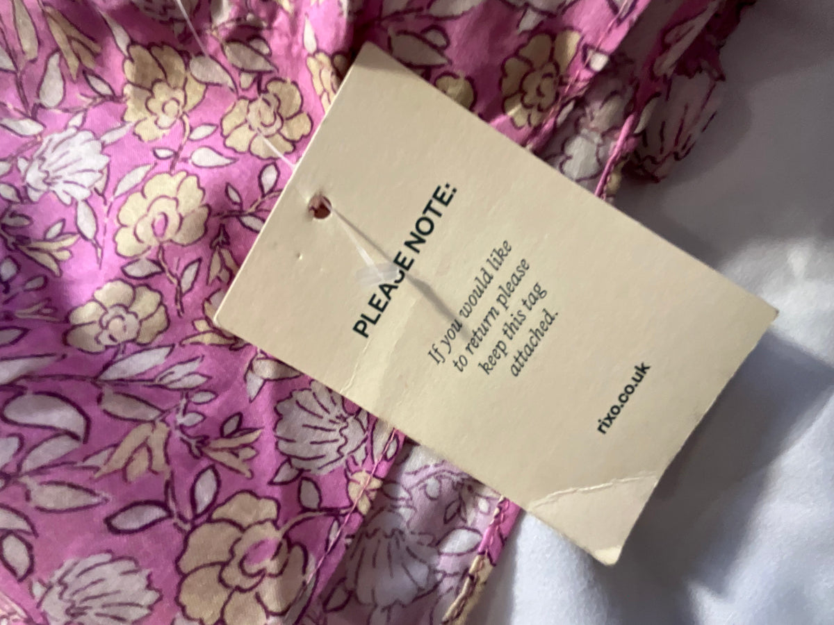 RIXO Sorana Cotton-Blend Midi Dress – Pink Shell Pansy Blush size UK 12 US 8 ladies