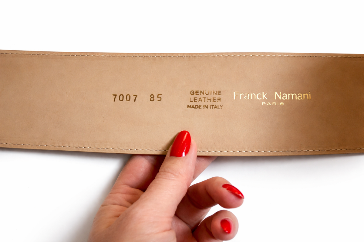 Franck Namani Beige Leather Wide Belt 80 ladies
