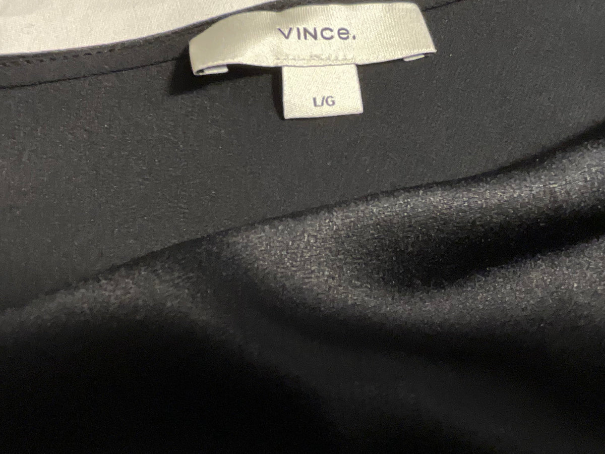 Vince Black Silk Cowl Neck Blouse size L ladies
