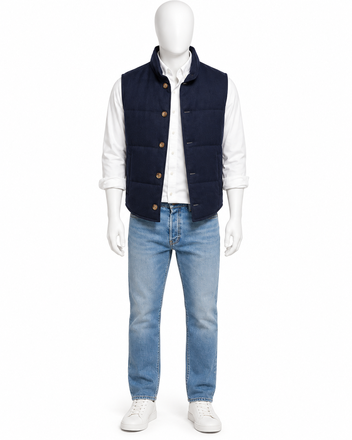 Brunello Cucinelli Men’s Navy Blue Goose Down Quilted Gilet Vest – Size M men