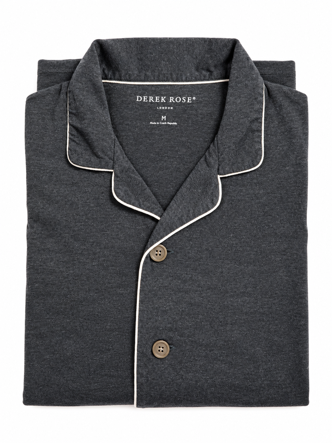 Derek Rose Charcoal Grey Long Sleeve Pyjama Shirt – Size M men