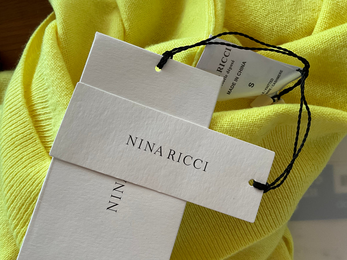 Nina Ricci Yellow Intarsia Pure Cashmere Jumper Sweater Size S Small ladies