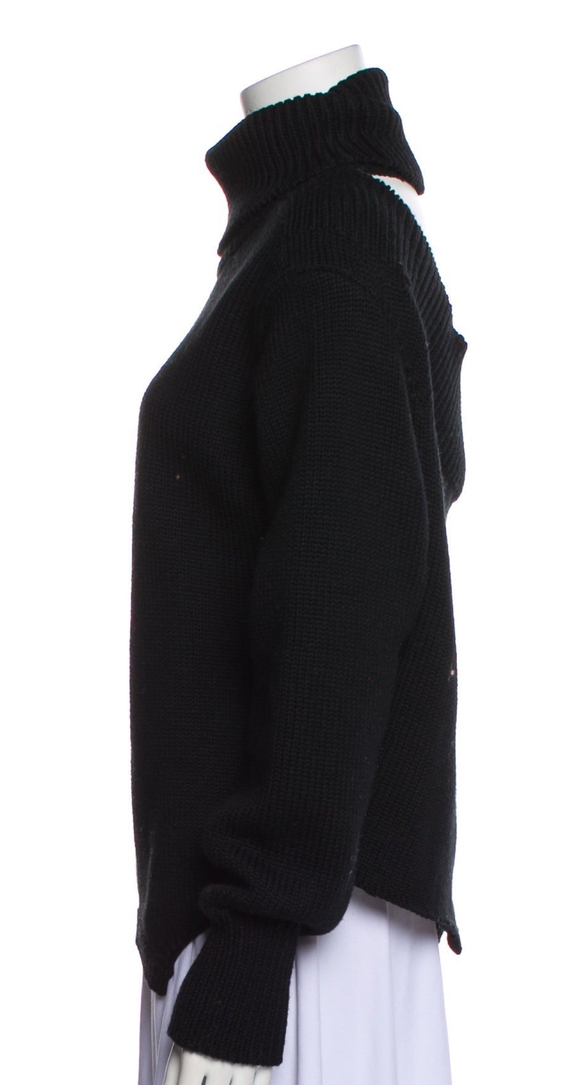 MONSE Upside Down Oversized Cutout Merino Wool Turtleneck Sweater In Black XS ladies