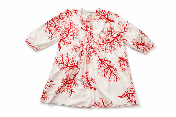 Valentino Archive '68 White Coral Printed Tunic Mini Dress Size I 44 UK 12 US 8 ladies