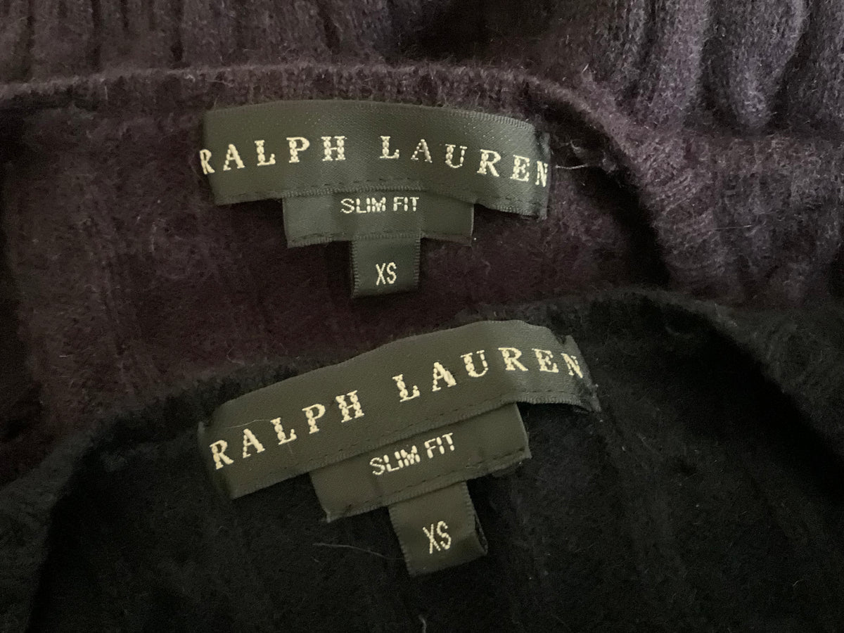 Ralph Lauren Black Label Pure Cashmere Cable Knit Pullover Jumper Sweater Sz XS ladies