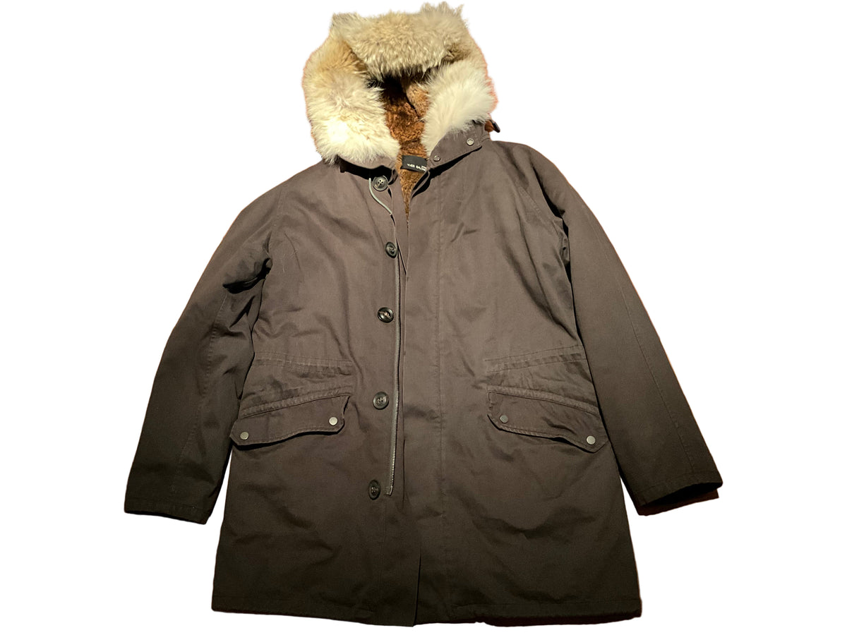 YVES SALOMON PARKA ICONIC FUR LINEN JACKET SIZE 48 MEN