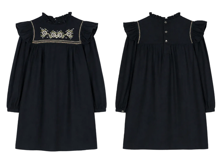 Bonpoint Navy Wool Cotton Embroidered Dress size 14 years children