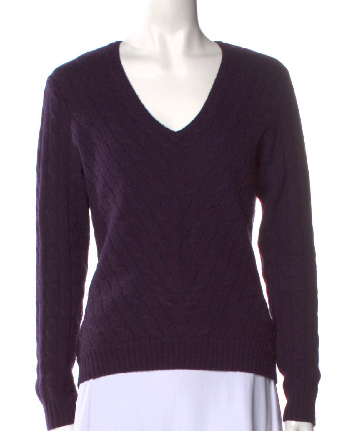 Ralph Lauren Black Label Pure Cashmere Cable Knit Pullover Jumper Sweater Sz XS ladies