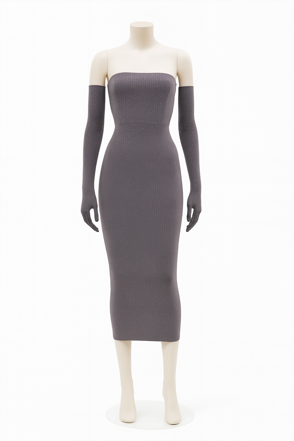 Alex Perry Strapless Midi Dress in Crystal Jersey with gloves Size UK 10 ladies