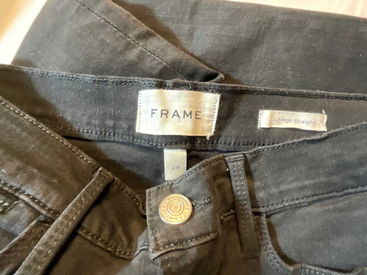 Frame Le High straight-leg jeans in black size 28 ladies