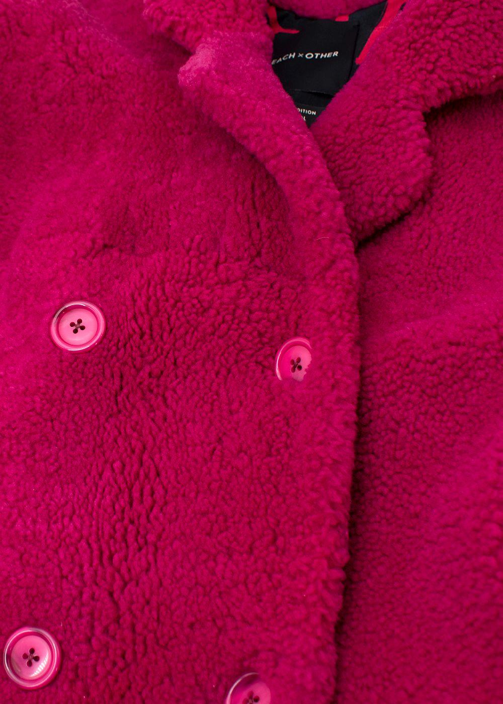 EACH X OTHER Pink Teddy Shearling Fur Coat Ladies
