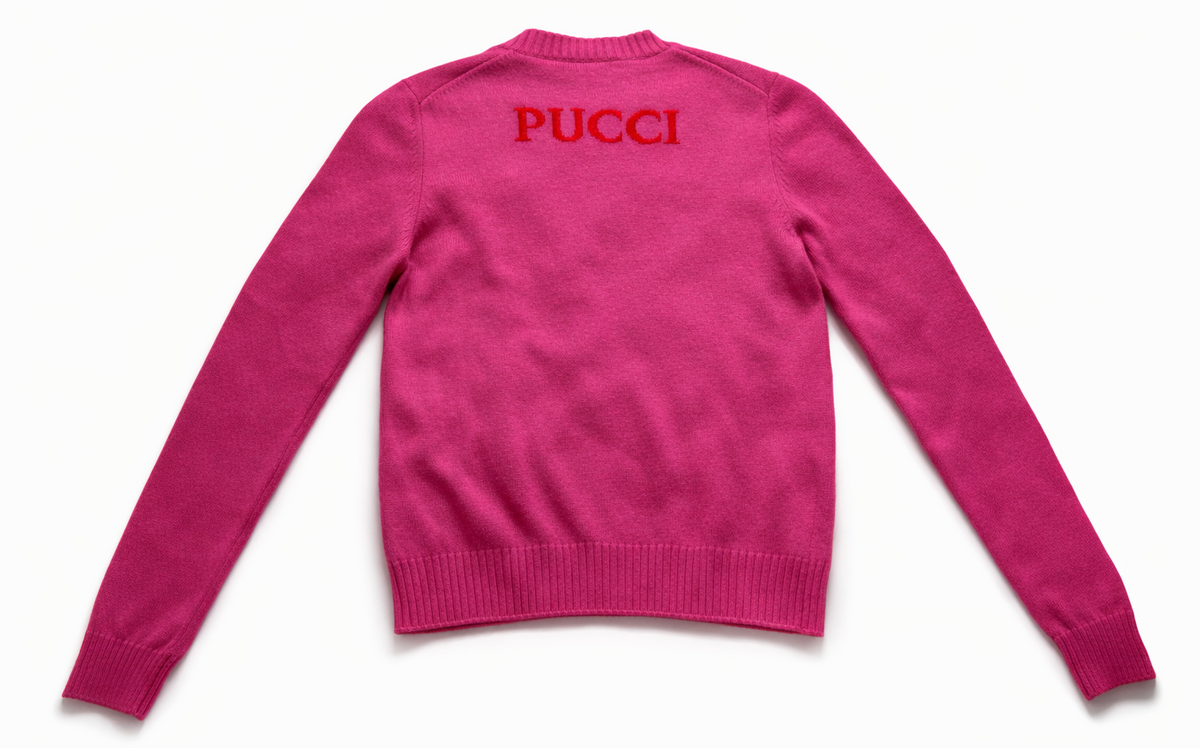 Emilio Pucci Pink Fuchsia Zodiac Pisces Pullover Jumper Sweater Size M medium ladies