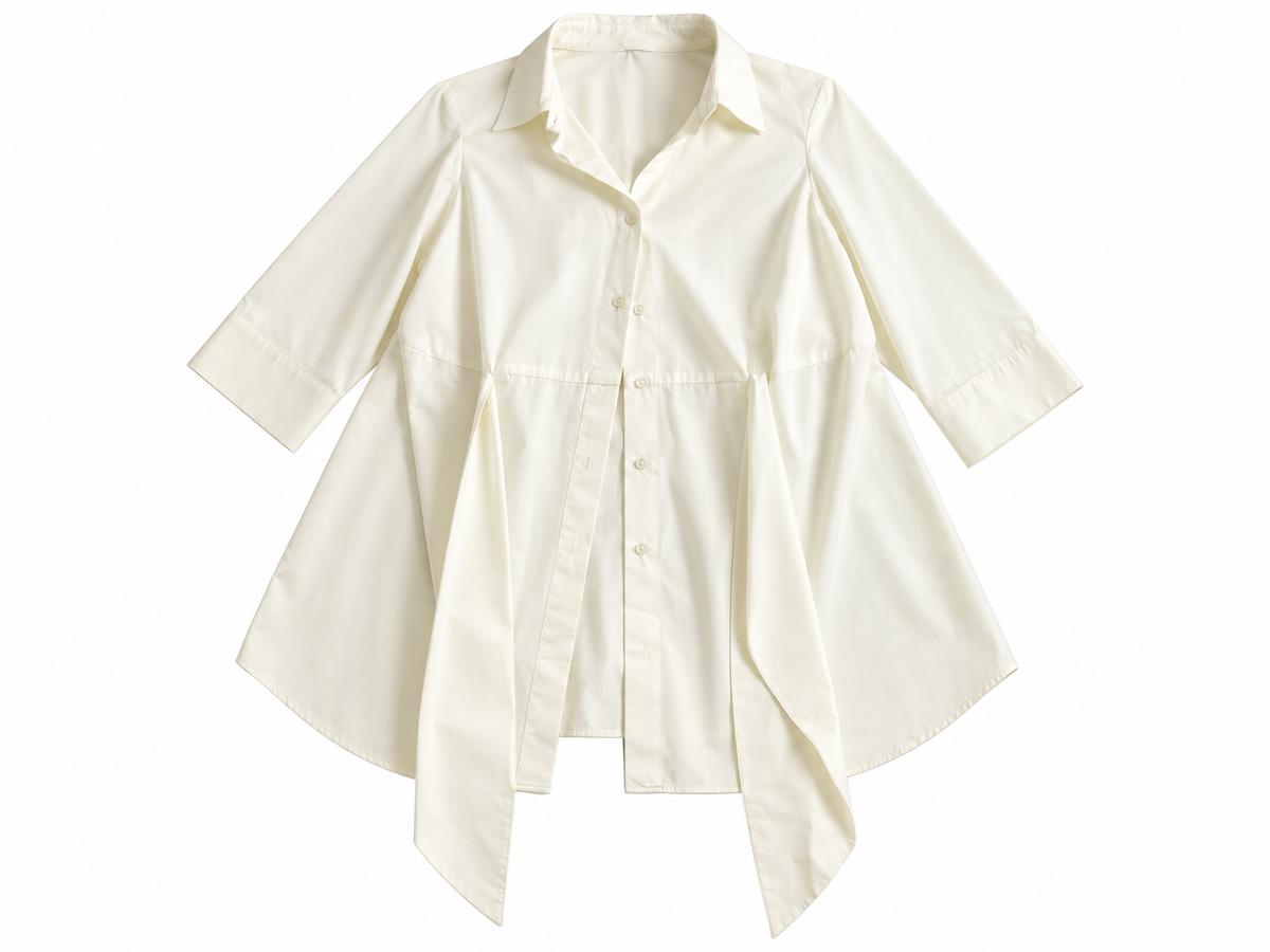 Ivory Cotton Asymmetric Shirt ladies