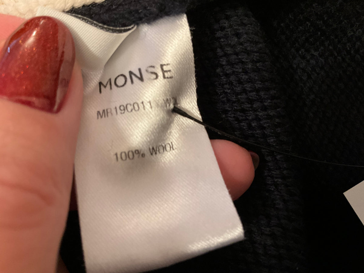 Monse Two Tone Wool Asymmetric Sweater In White & Navy Size XS ladies