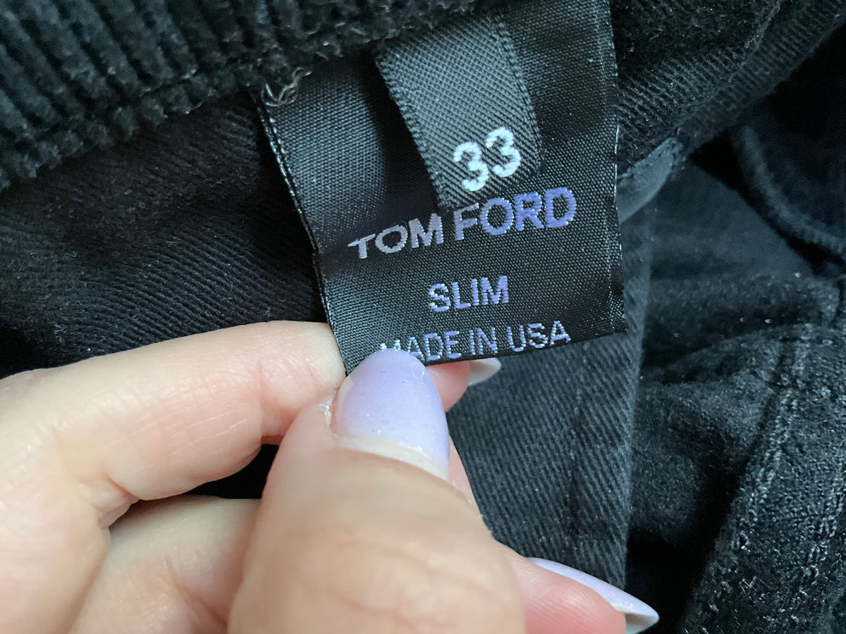 Tom Ford Black Slim-Fit Cotton-Blend Corduroy Trousers size 33 men