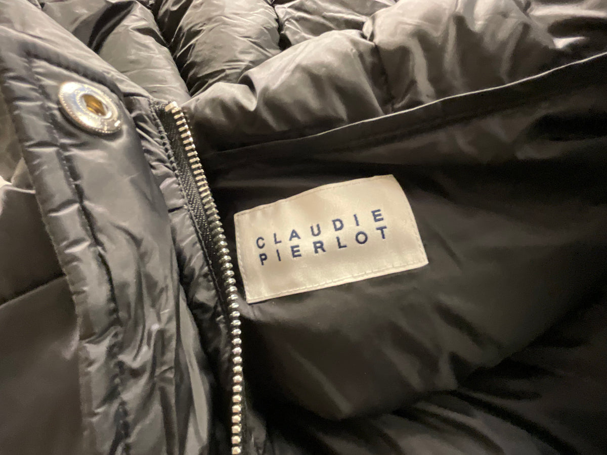 Claudie Pierlot BLACK DOWN LONG JACKET SIZE F 38 LADIES