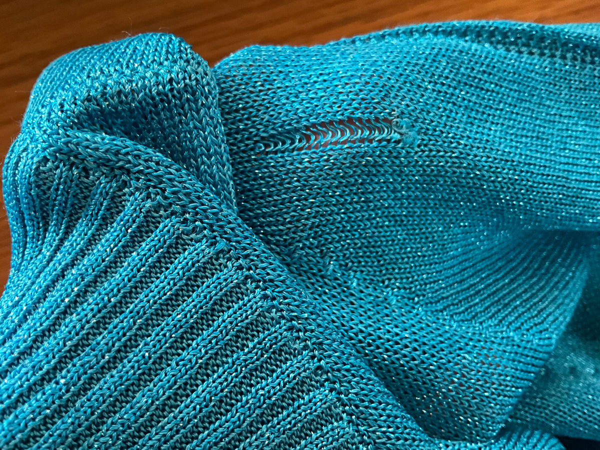 Missoni Lurex Blue Turquoise Metallic Knit Top Sweater Size I 42 UK 10 US 6 ladies