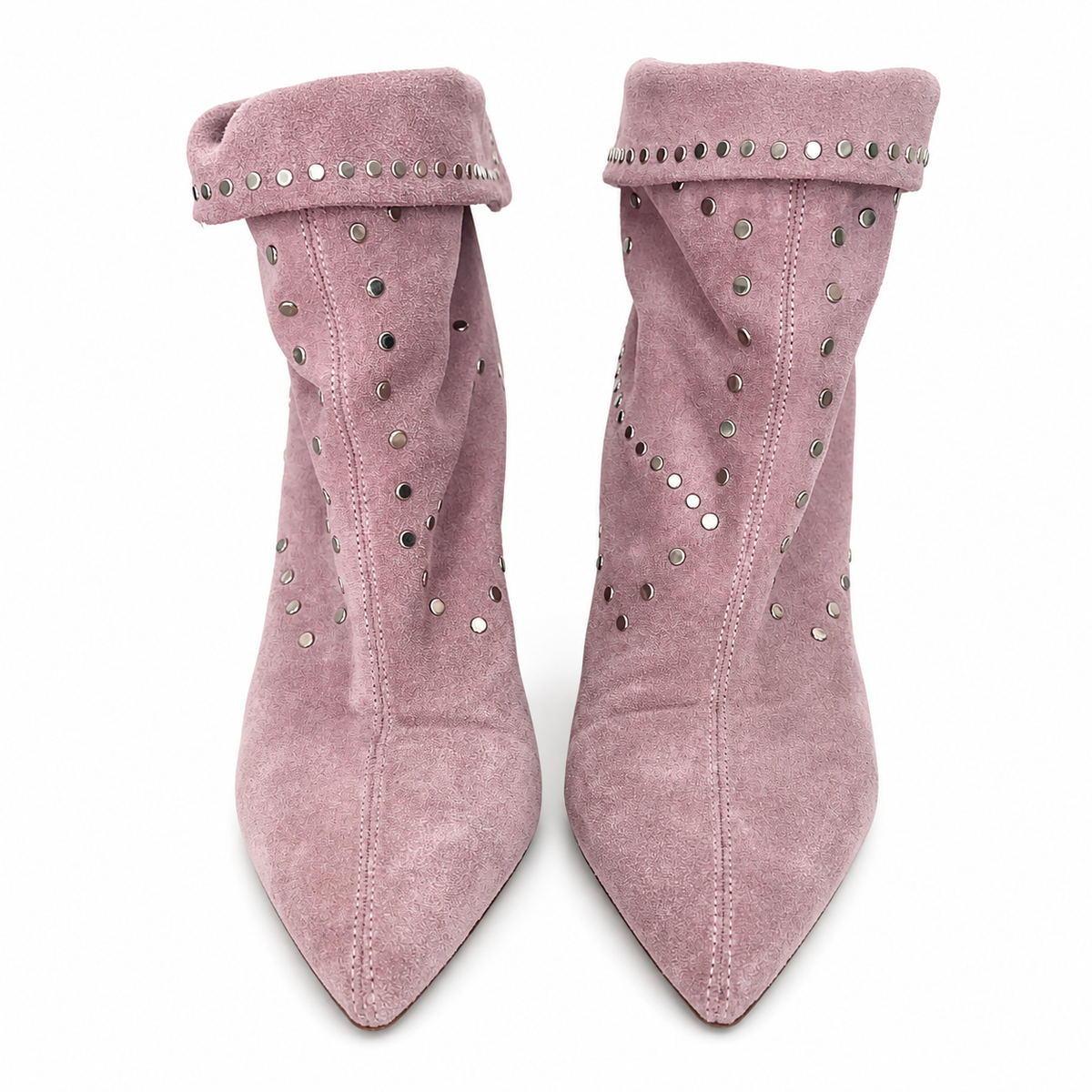 Isabel Marant Lisbo Studded Story Short Boots in Lilac Suede Leather Size 38 ladies