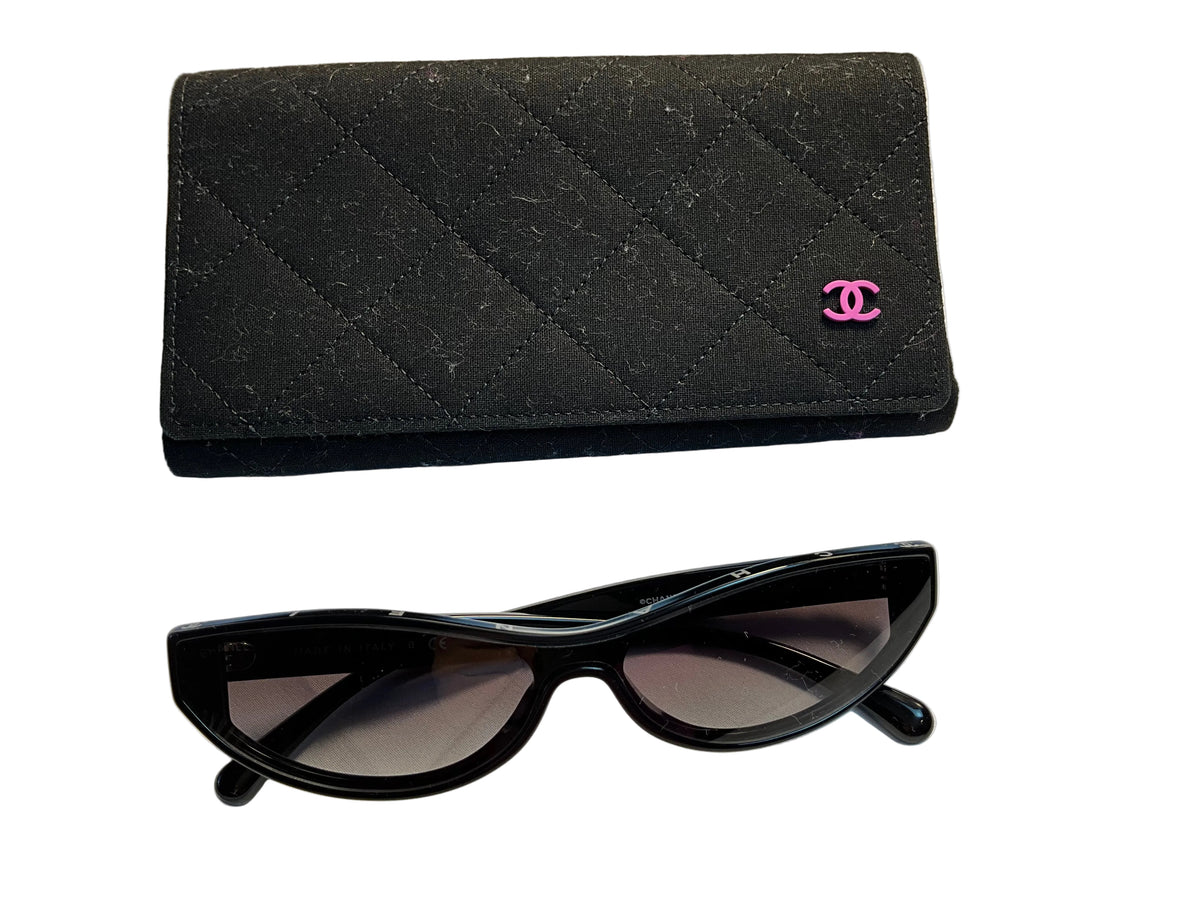 Chanel 2025 Acetate Oval Sunglasses 5415 Black ladies