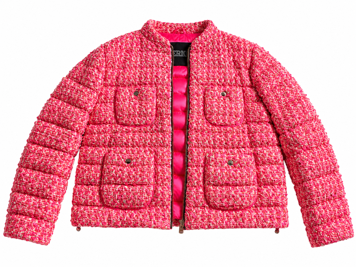 Herno Pink Tweed Bouclé Down Puffer Jacket – Size IT 42 ladies