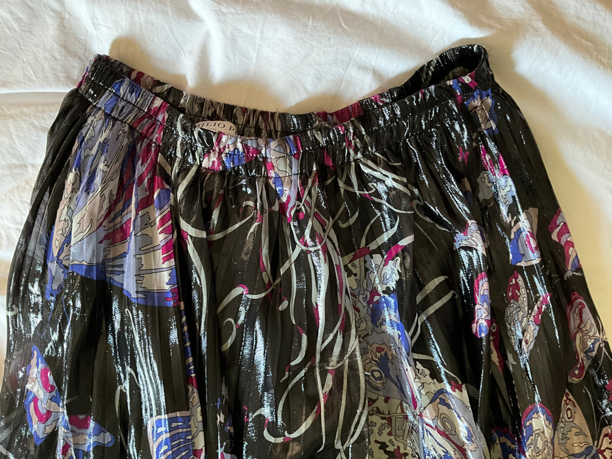 Emilio Pucci Silk Butterfly Print Pleated Maxi Skirt – Size L ladies