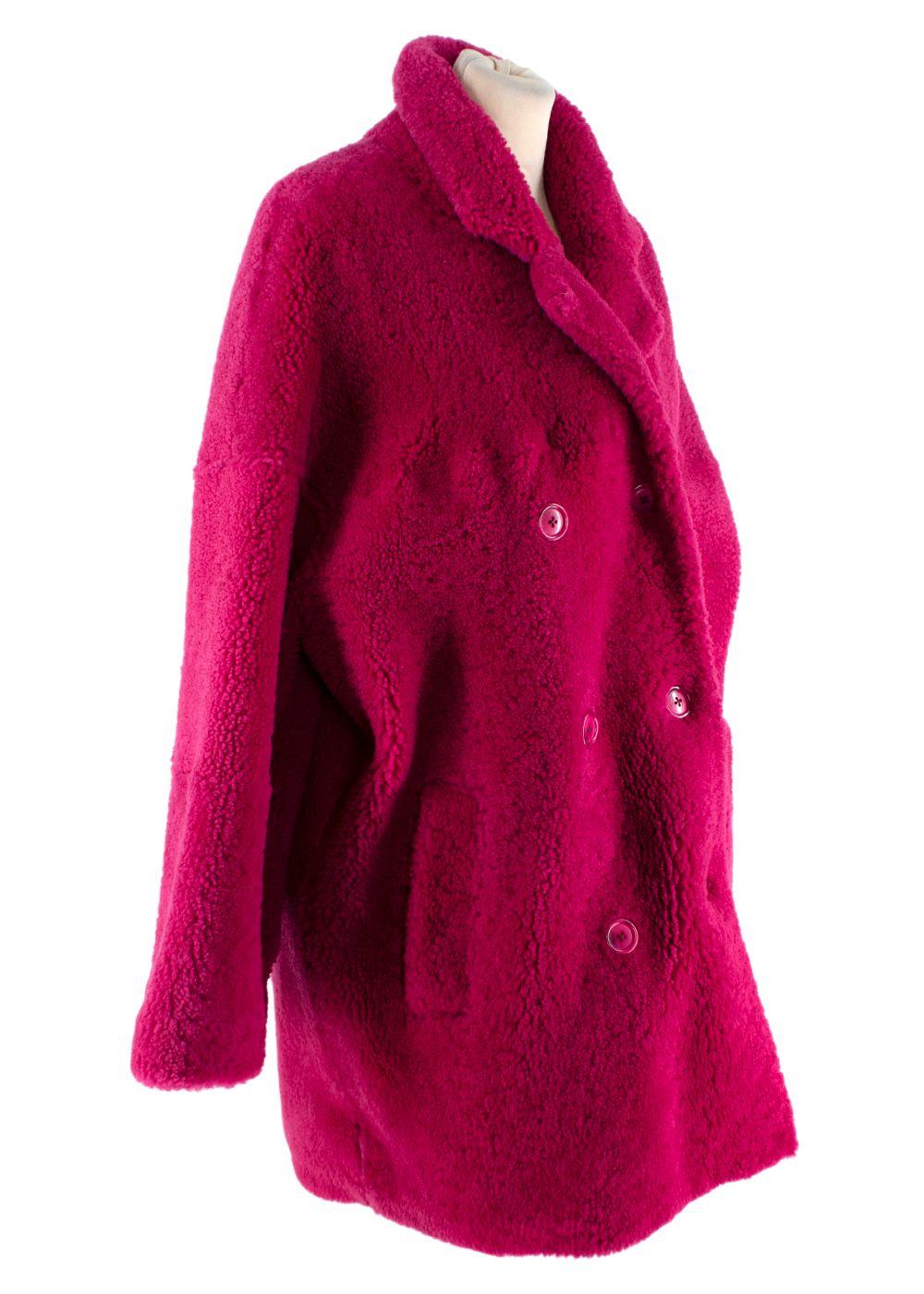 EACH X OTHER Pink Teddy Shearling Fur Coat Ladies
