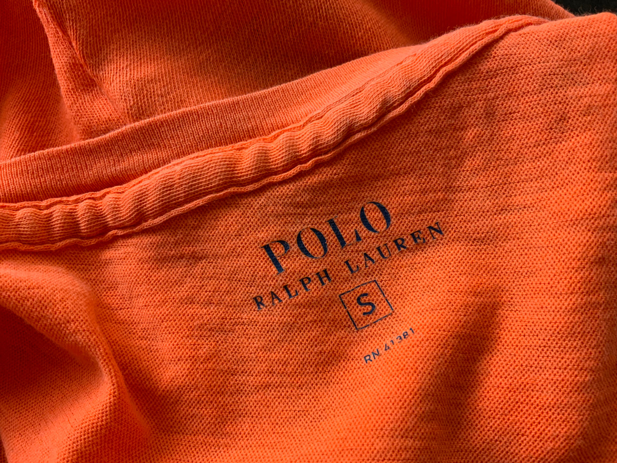 Polo Ralph Lauren V neck Bright Orange T-Shirt SIZE S small ladies