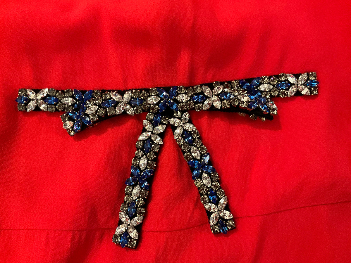 Prada Red Crystals Bow Dress size I 42 UK 10 US 6 ladies