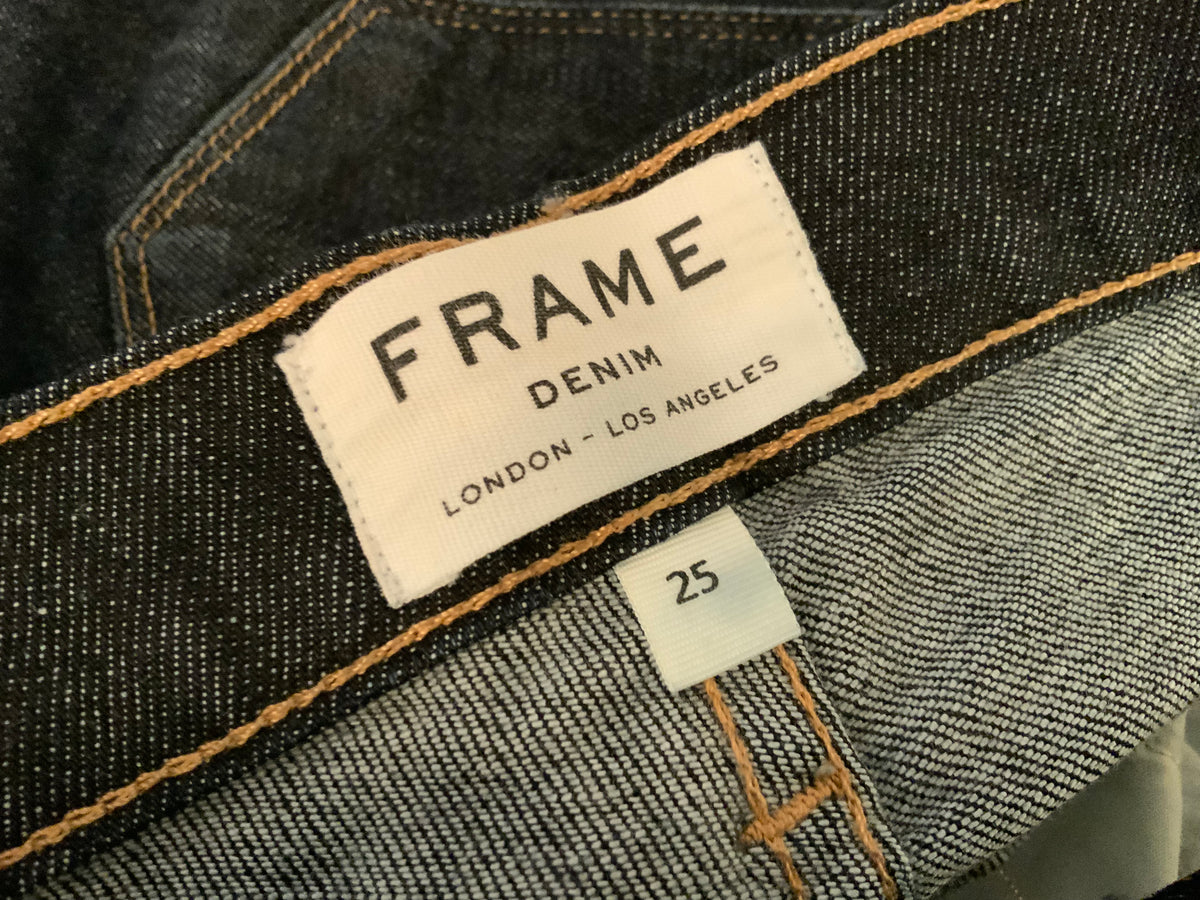 FRAME LE SKINNY DE JEANNE NAVY BLUE DENIM JEANS Size 25 ladies