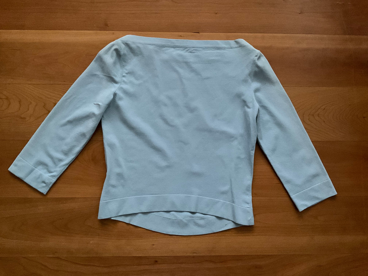 AZZEDINE ALAÏA ALAIA LIGHT BLUE CROPPED TOP SIZE F 40 UK 12 US 8 ladies