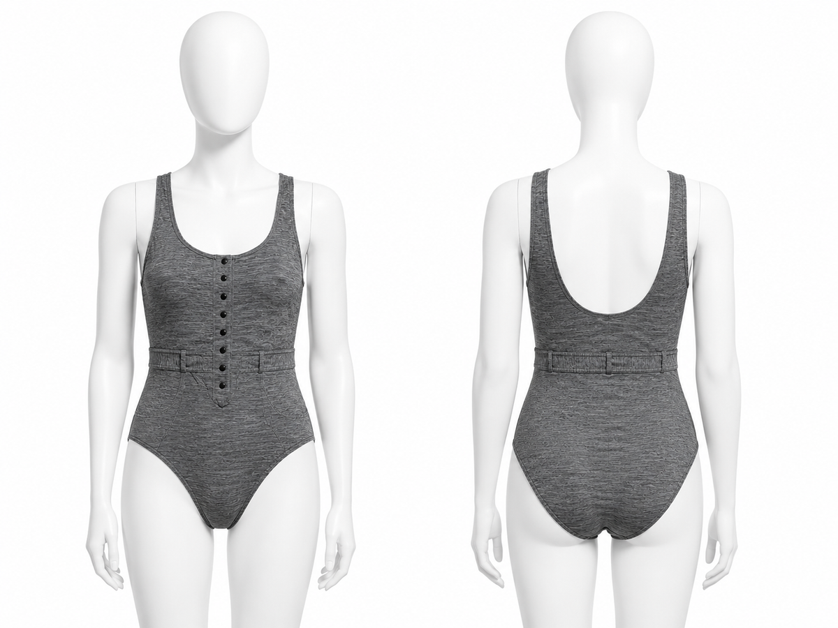 ERES Grey Button Down Swimsuit size M medium ladies