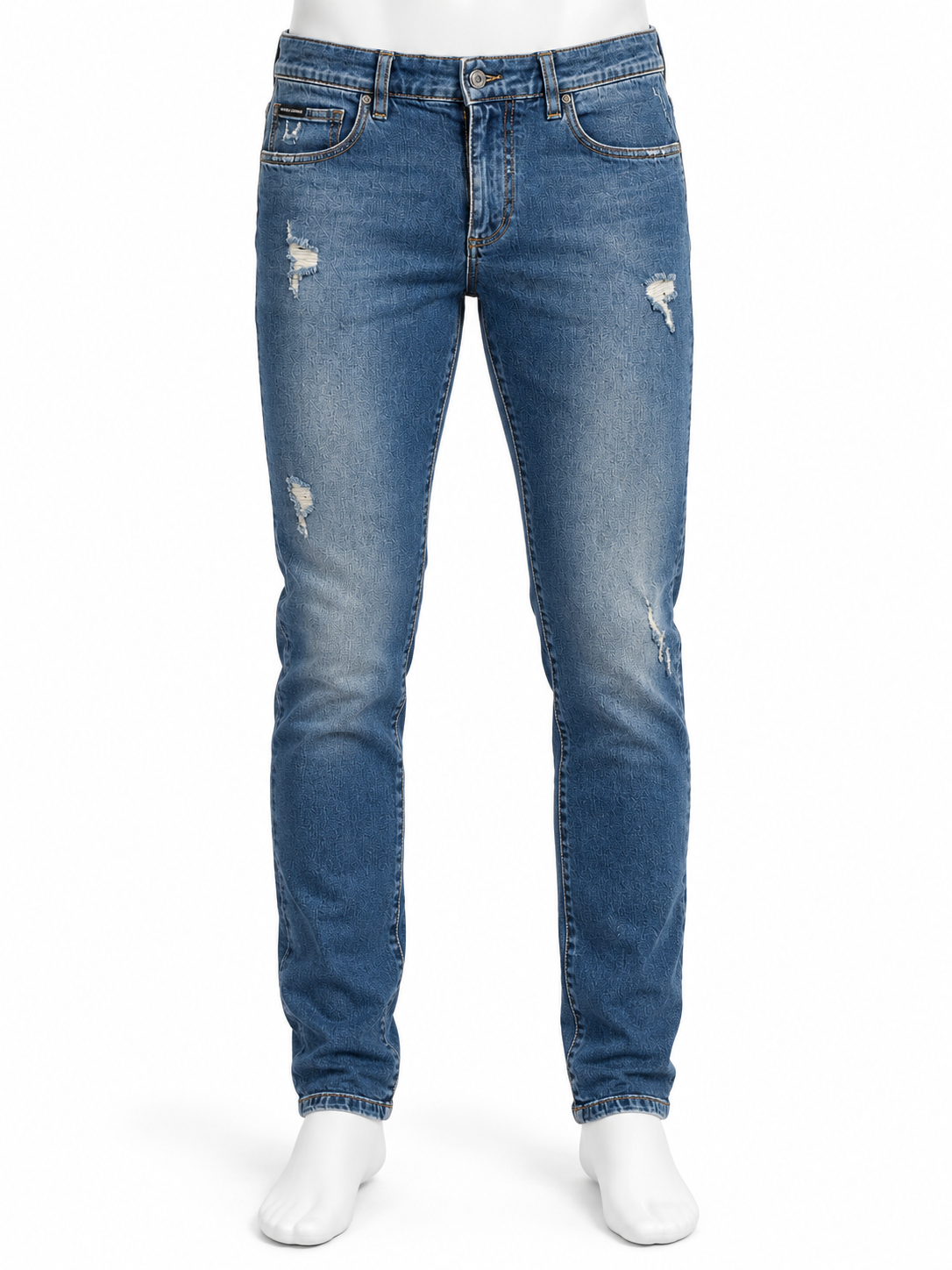Dolce & Gabbana Men’s Blue Distressed Slim Fit Jeans – Size IT 48 men