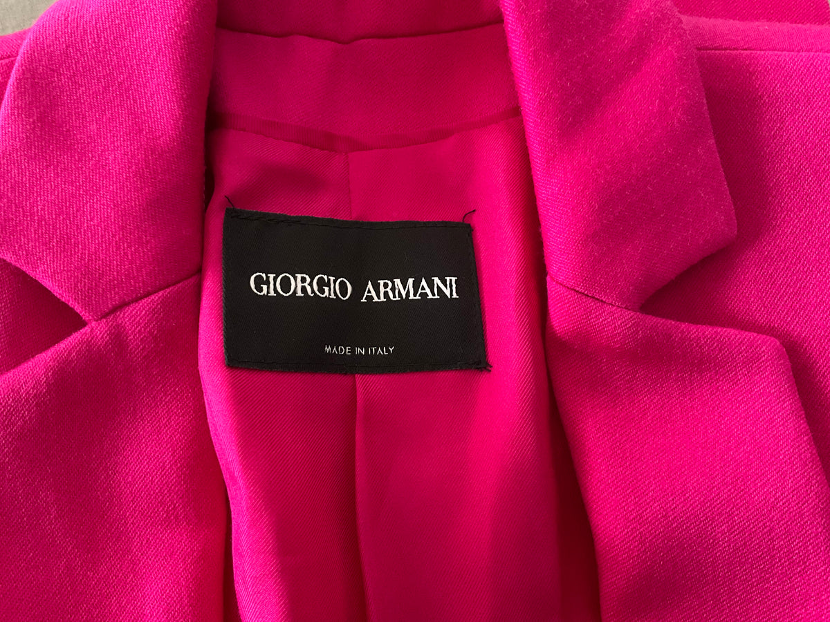 Giorgio Armani Virgin Wool Tuxedo Blazer In Solid Medium Pink Size I 40 UK 8 US 4 Small ladies
