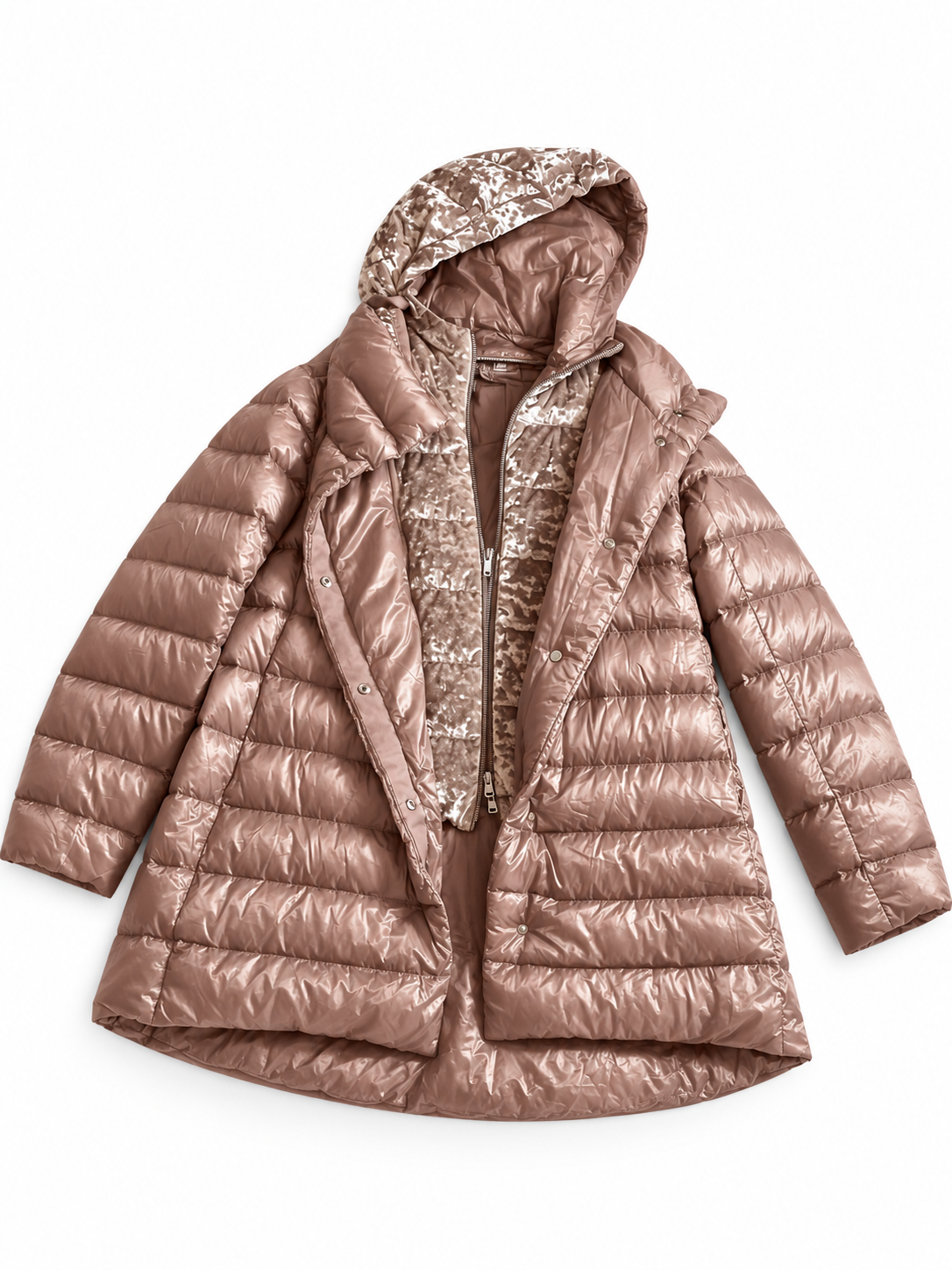 Herno Shiny Quilted Down Puffer Coat with Velvet Hood – Size IT 42 ladies