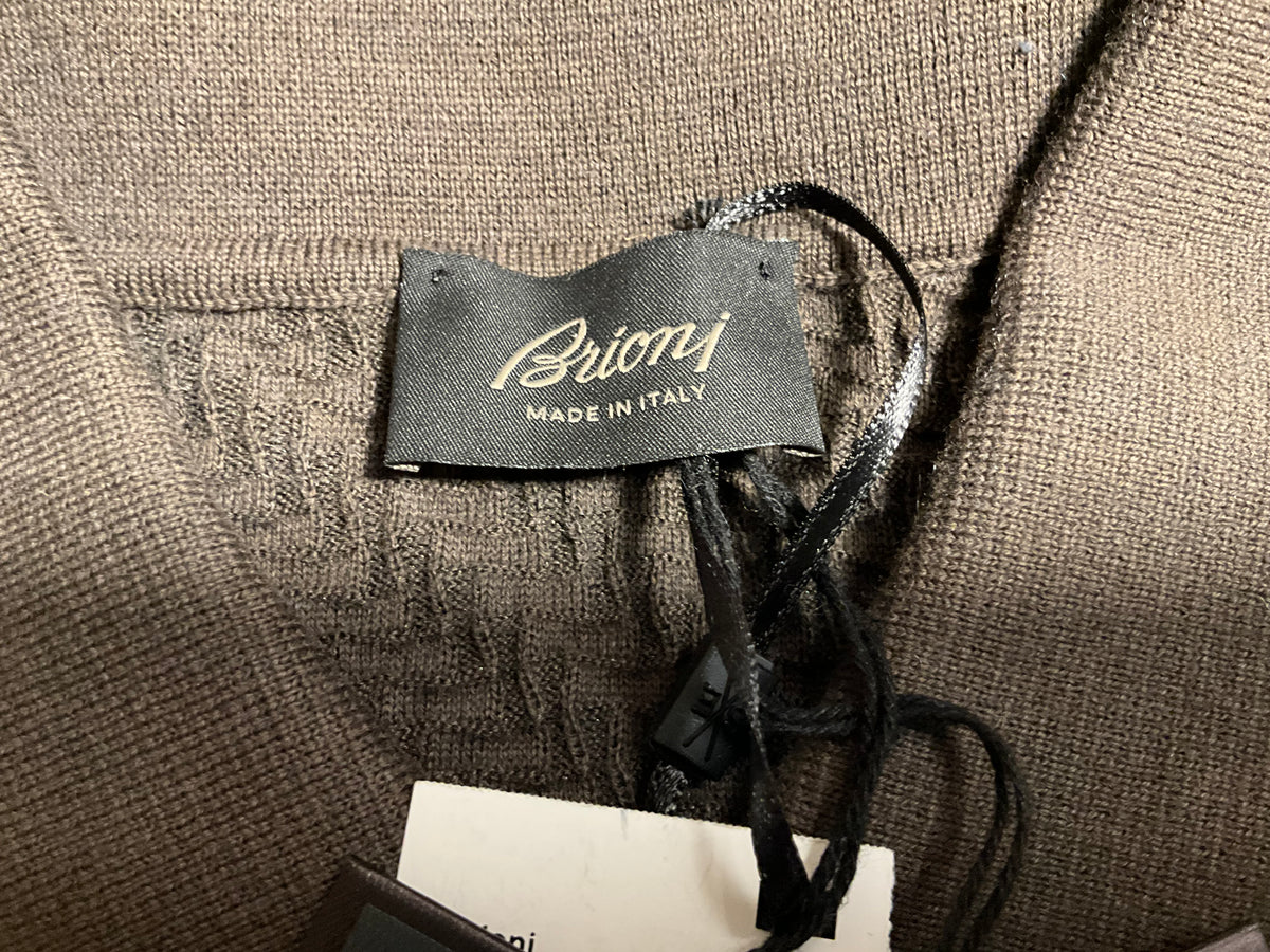 Brioni Men’s Luxury Cotton Silk Cashmere Woven Long Sleeve Polo Sweater – Size IT 50 / L men