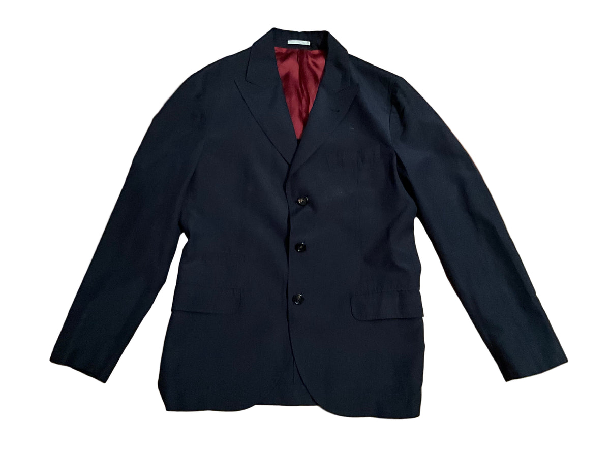 Brunello Cucinelli navy blue linen & silk suit blazer size 48 men