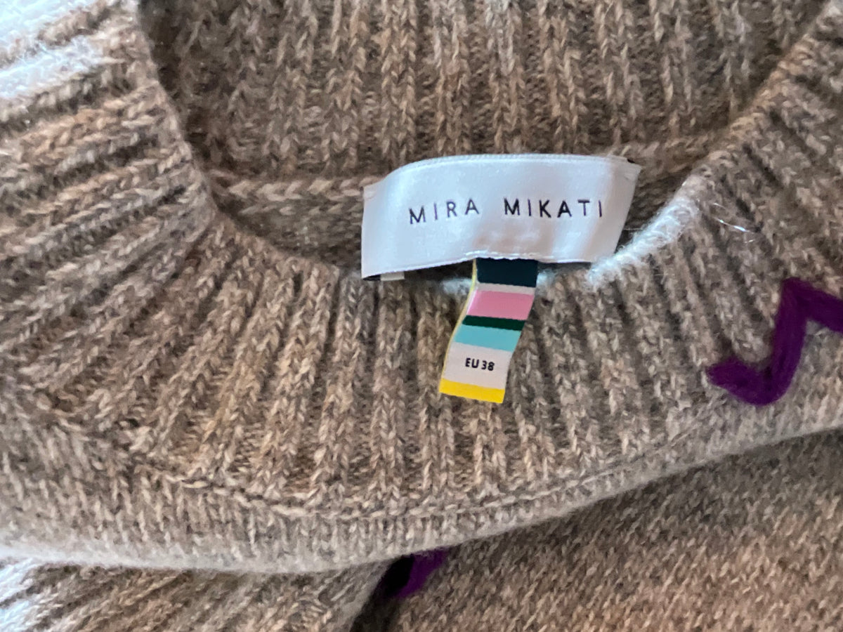 Mira Mikati Extra Fine Merino Wool Embroidered Pullover Sweater Jumper Size EU 38 ladies