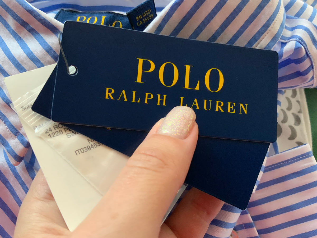 Ralph Lauren Polo Long Sleeve Stripe Shirt Dress - Blue and White Size US 4 UK 8 ladies