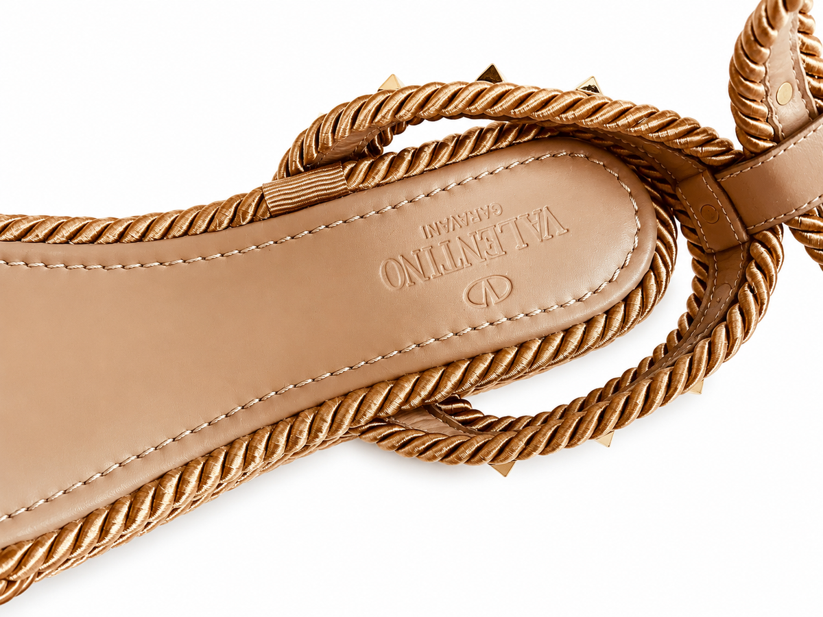 Valentino Rockstud Rope Sandals In Calfskin 45mm ladies