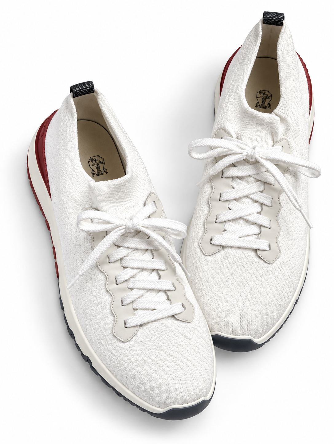 Brunello Cucinelli White Stretch Knit Canvas Sneakers – Size EU 42 men
