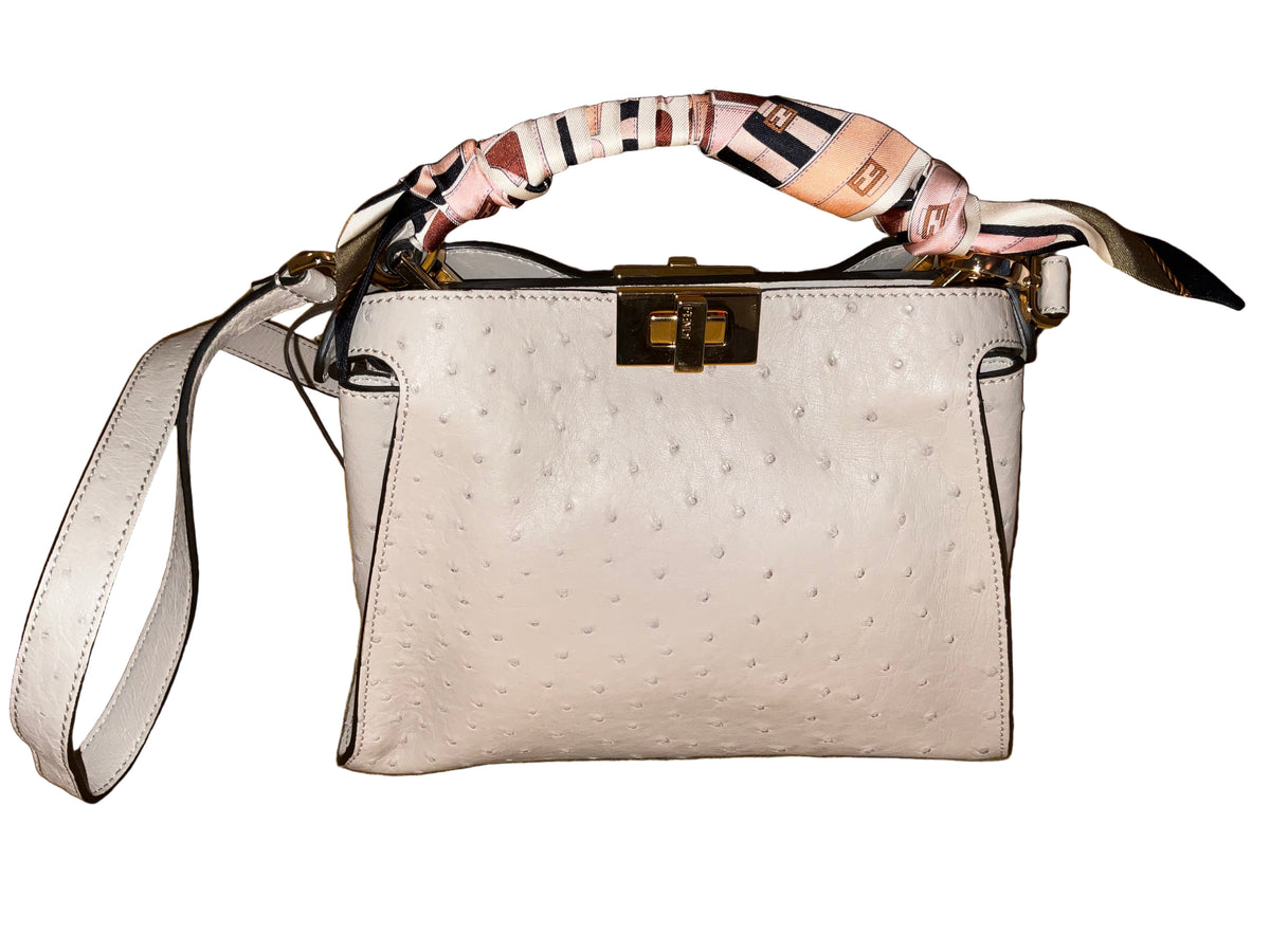 Fendi Silk Zucchino FF Logo Scarf Twilly ladies