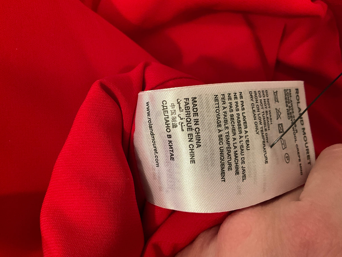 Roland Mouret Off-Shoulder Wool Crepe Mini Dress in Red size UK 12 US 8 L large ladies