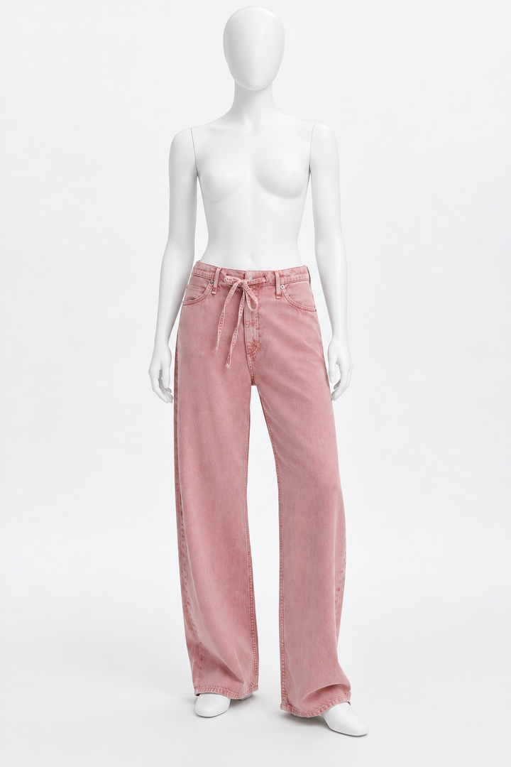 Rag & Bone Phoebe Drawstring Wide-Leg Jeans – Raspberry Stone – Size M ladies