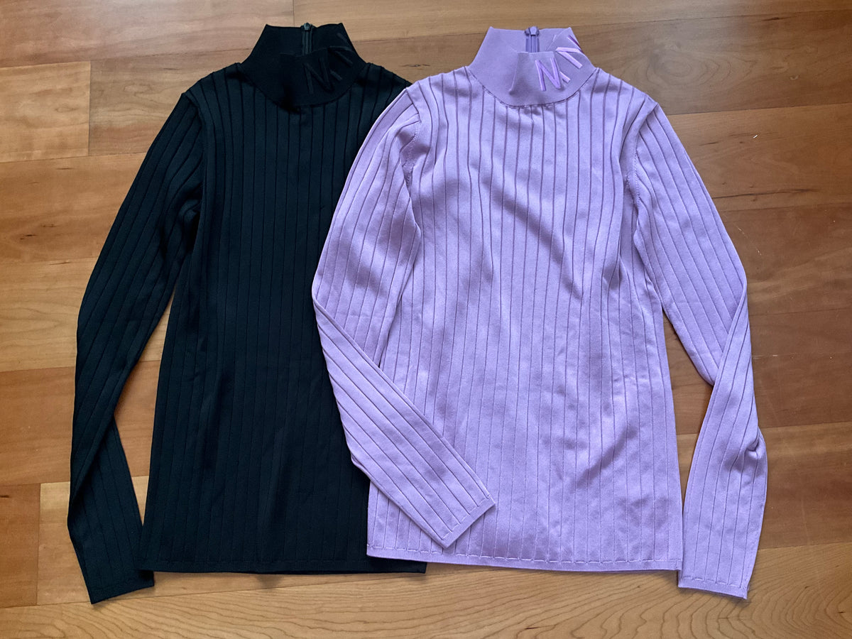 Nina Ricci Logo Knit Turtleneck Sweater Jumper Top Black or Purple ladies