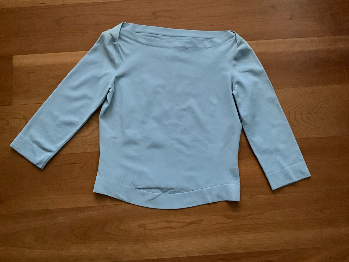 AZZEDINE ALAÏA ALAIA LIGHT BLUE CROPPED TOP SIZE F 40 UK 12 US 8 ladies