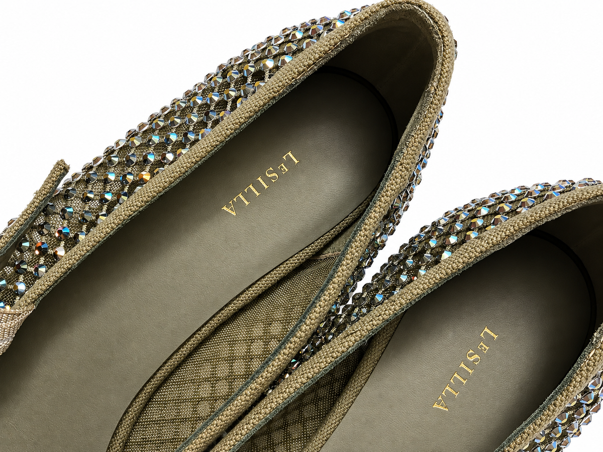 Le Silla Gilda Crystal-Embellished Mesh Mary Jane Ballet Flats – Size 38½ ladies