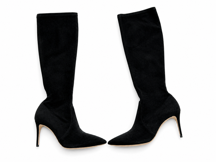 Casadei Black Suede Calf length Boots size 8 1/2 38.5 ladies